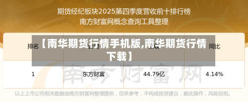 【南华期货行情手机版,南华期货行情下载】
