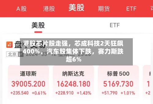 港股芯片股走强，芯成科技2天狂飙400%	，汽车股集体下跌，赛力斯跌超6%-第3张图片