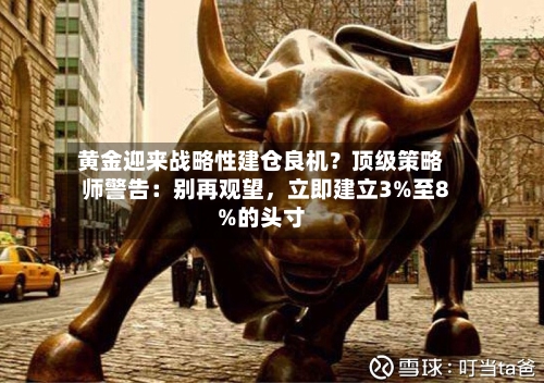 黄金迎来战略性建仓良机？顶级策略师警告：别再观望，立即建立3%至8%的头寸