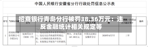 招商银行青岛分行被罚38.36万元：违反金融统计相关规定等-第2张图片
