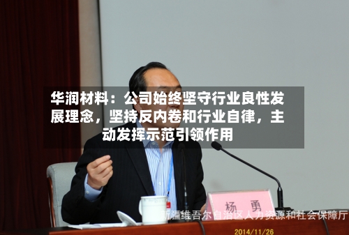 华润材料：公司始终坚守行业良性发展理念，坚持反内卷和行业自律，主动发挥示范引领作用-第2张图片