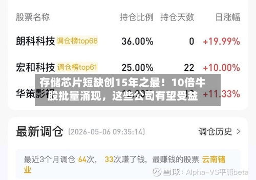 存储芯片短缺创15年之最！10倍牛股批量涌现，这些公司有望受益