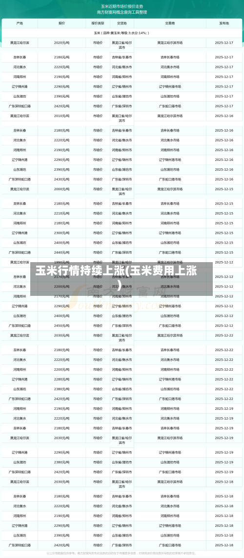 玉米行情持续上涨(玉米费用上涨)-第3张图片