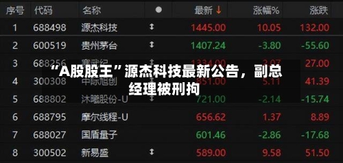 “A股股王”源杰科技最新公告，副总经理被刑拘-第3张图片