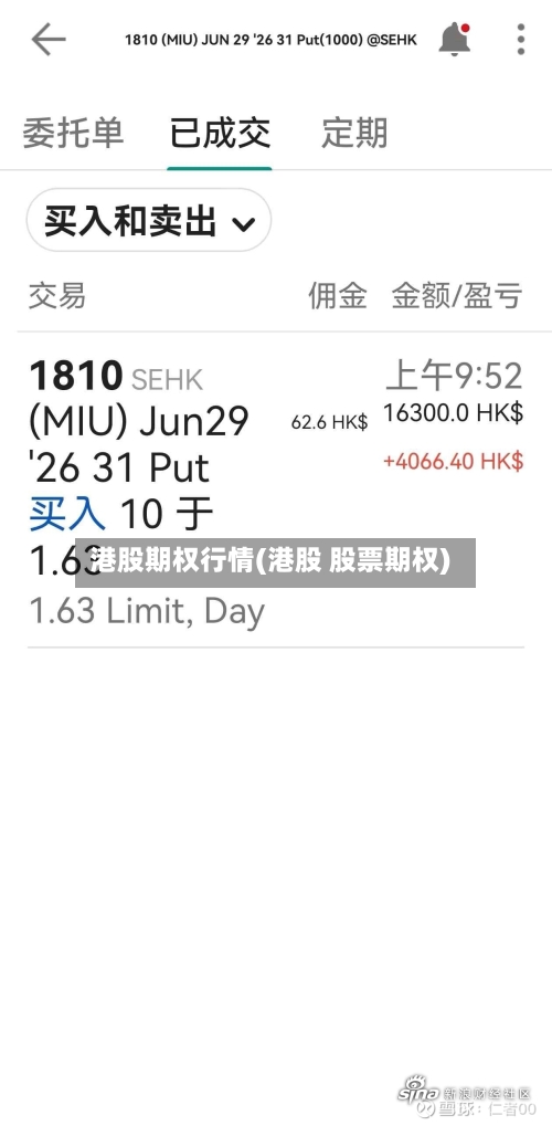 港股期权行情(港股 股票期权)